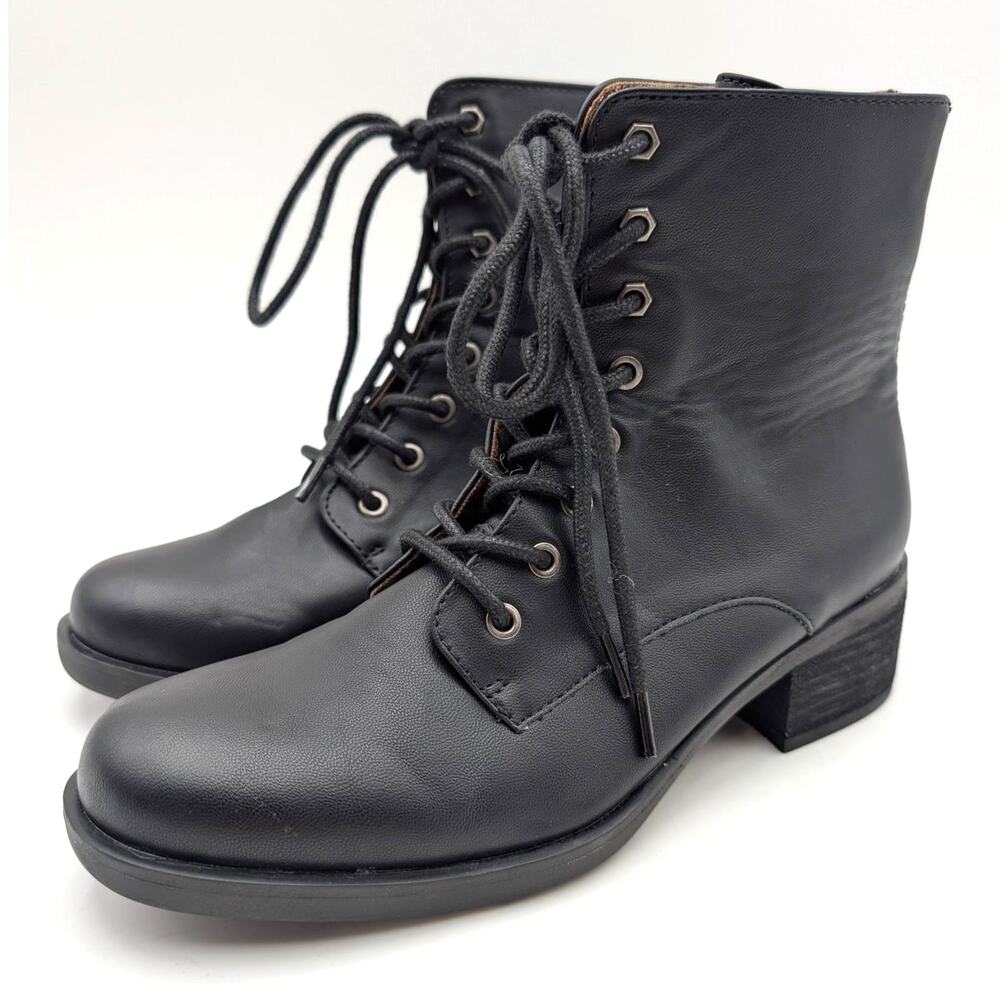 Korks Joleen Lace-Up Ankle Boots Back Zip Women's Black Size US8.5M EU39
